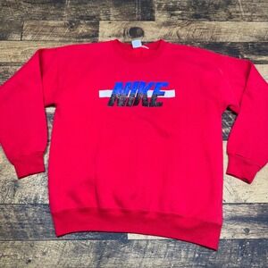 Nike Sweatshirt Pullover Vintage Made‎ In USA Graphic Logo Red Mens Size S READ